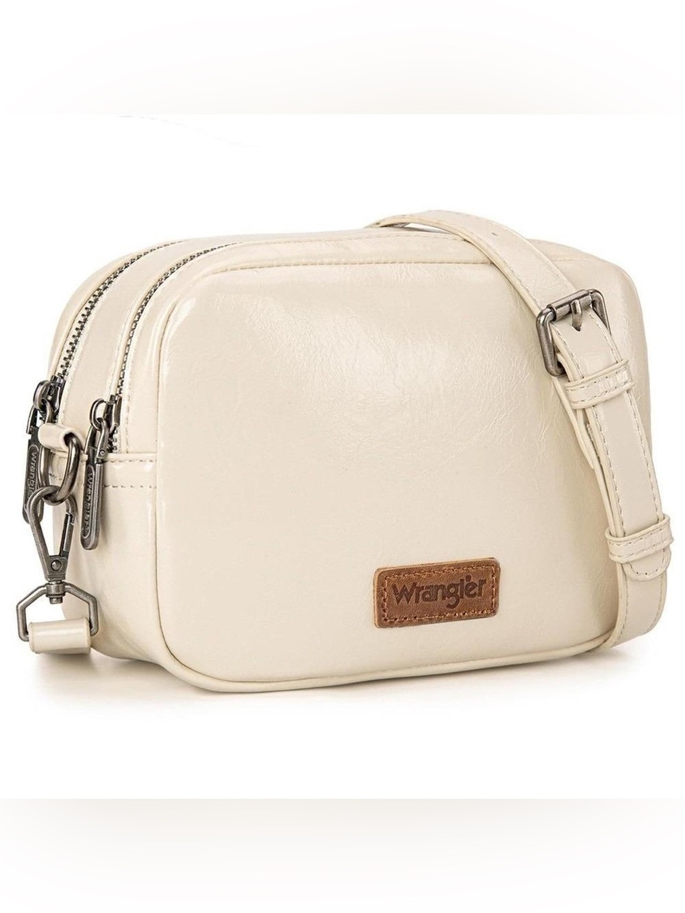 Wrangler Cream Crossbody Bag with Leather Logo Patch